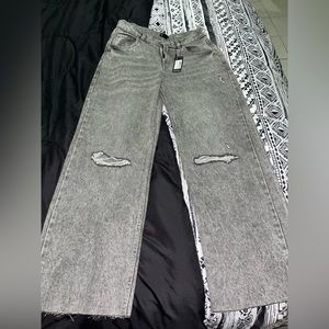 Gray Straight Flare Jeans